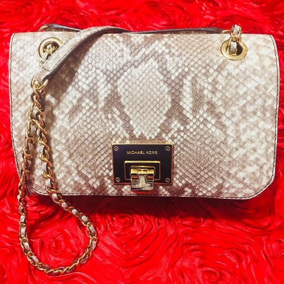 Michael Kors Handbags - Michael Kors Python-Embossed Leather Shoulder Bag